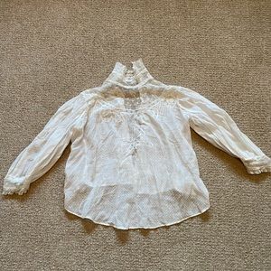 Antique Edwardian Blouse w/ Bows - White Swiss Dot & Lace